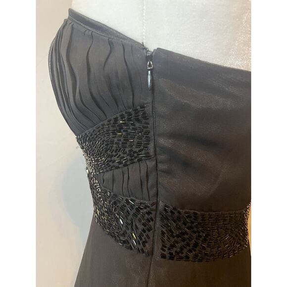 Vintage Versace Black Mini Dress M 8 Strapless Beaded Designer Cocktail Party - Picture 6 of 16